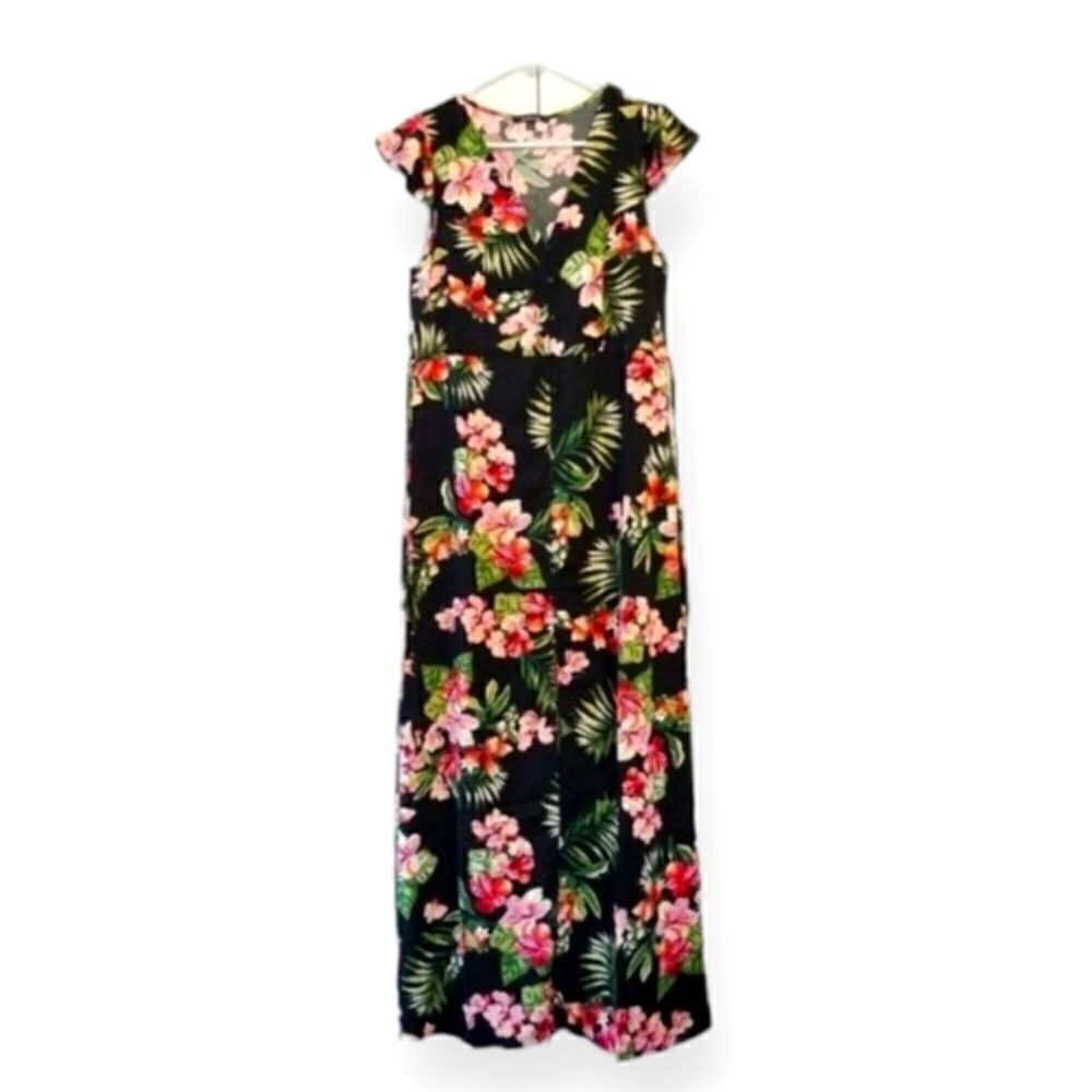 Ambiance maxi button down floral dress, small